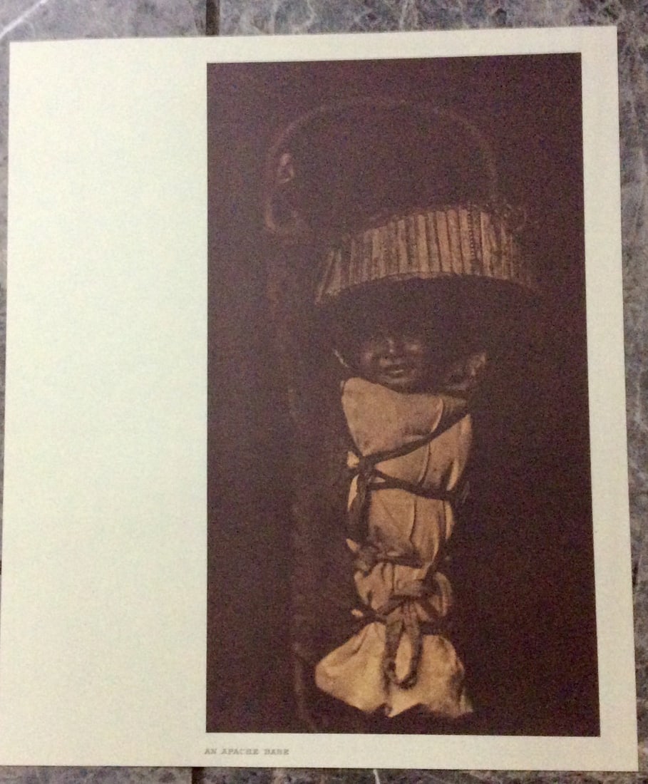 "AN APACHE BABE" Edward Curtis 2006 Sepia Tone American Indian Photo: Sepia Tone North American Indian Photo Of Western Indian Life By Famed 19th Century American Photographer Edward S. Curtis. Copyright 2006 by Tess Press/BBS Publishing. Suitable for framing, each phot