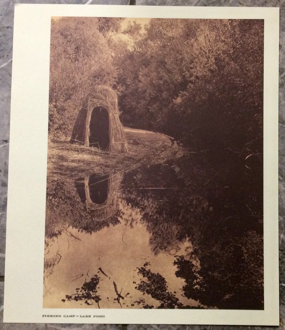 "FISHING CAMP-LAKE POMO" Edward Curtis 2006 Sepia Tone American Indian Photo: Sepia Tone North American Indian Photo Of Western Indian Life By Famed 19th Century American Photographer Edward S. Curtis. Copyright 2006 by Tess Press/BBS Publishing. Suitable for framing, each phot