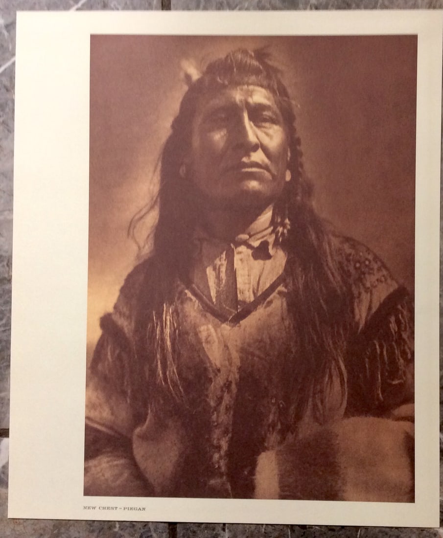 "NEW CHEST-PIEGAN" Edward Curtis 2006 Sepia Tone American Indian Photo: Sepia Tone North American Indian Photo Of Western Indian Life By Famed 19th Century American Photographer Edward S. Curtis. Copyright 2006 by Tess Press/BBS Publishing. Suitable for framing, each phot