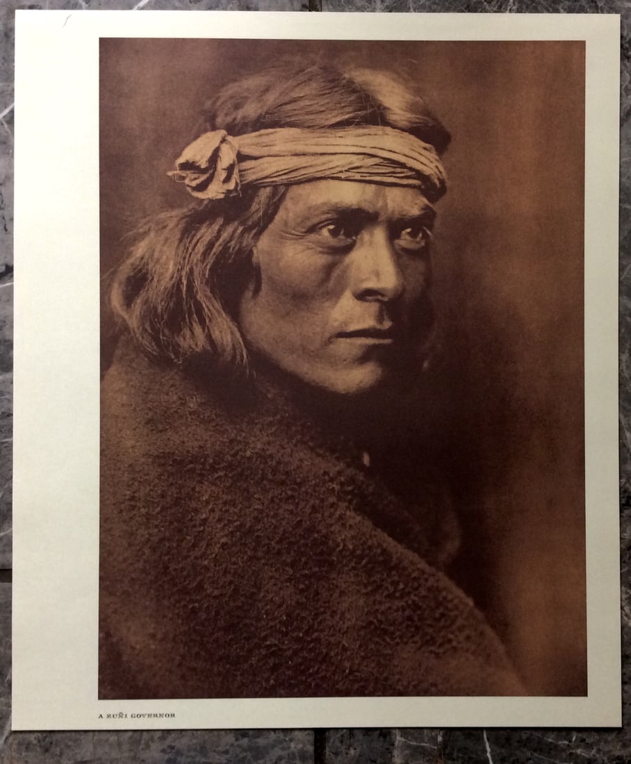 "A ZUNI GOVERNOR" Edward Curtis 2006 Sepia Tone American Indian Photo: Sepia Tone North American Indian Photo Of Western Indian Life By Famed 19th Century American Photographer Edward S. Curtis. Copyright 2006 by Tess Press/BBS Publishing. Suitable for framing, each phot
