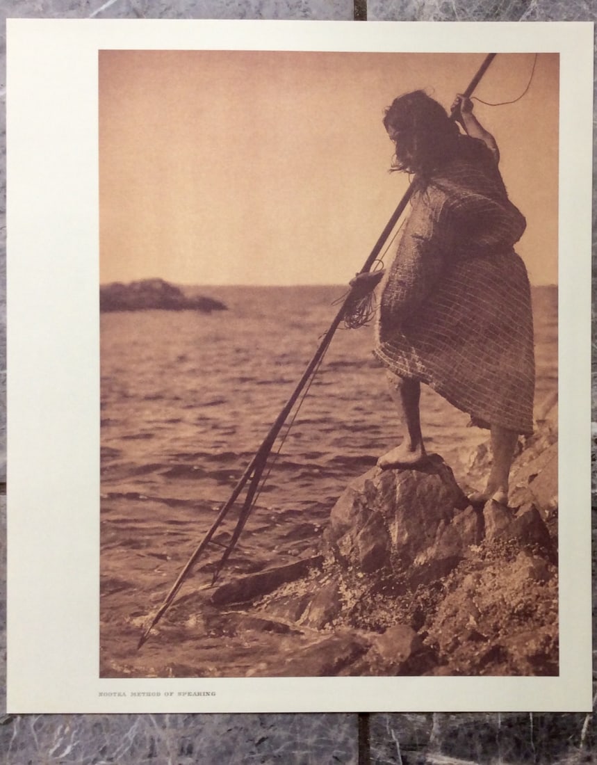 "NOOTKA METHOD OF SPEARING" Edward Curtis 2006 Sepia Tone American Indian Photo: Sepia Tone North American Indian Photo Of Western Indian Life By Famed 19th Century American Photographer Edward S. Curtis. Copyright 2006 by Tess Press/BBS Publishing. Suitable for framing, each phot