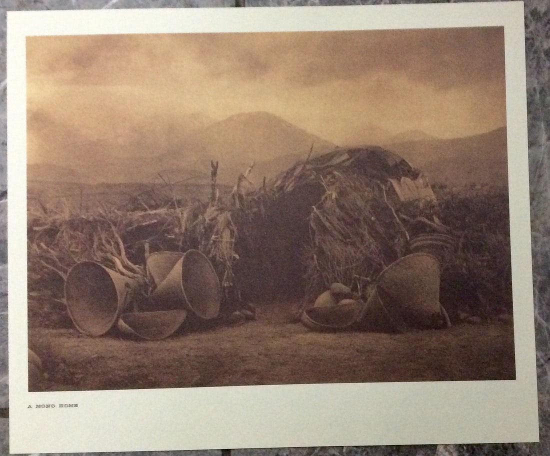 "A MONO HOME" Edward Curtis 2006 Sepia Tone American Indian Photo: Sepia Tone North American Indian Photo Of Western Indian Life By Famed 19th Century American Photographer Edward S. Curtis. Copyright 2006 by Tess Press/BBS Publishing. Suitable for framing, each phot