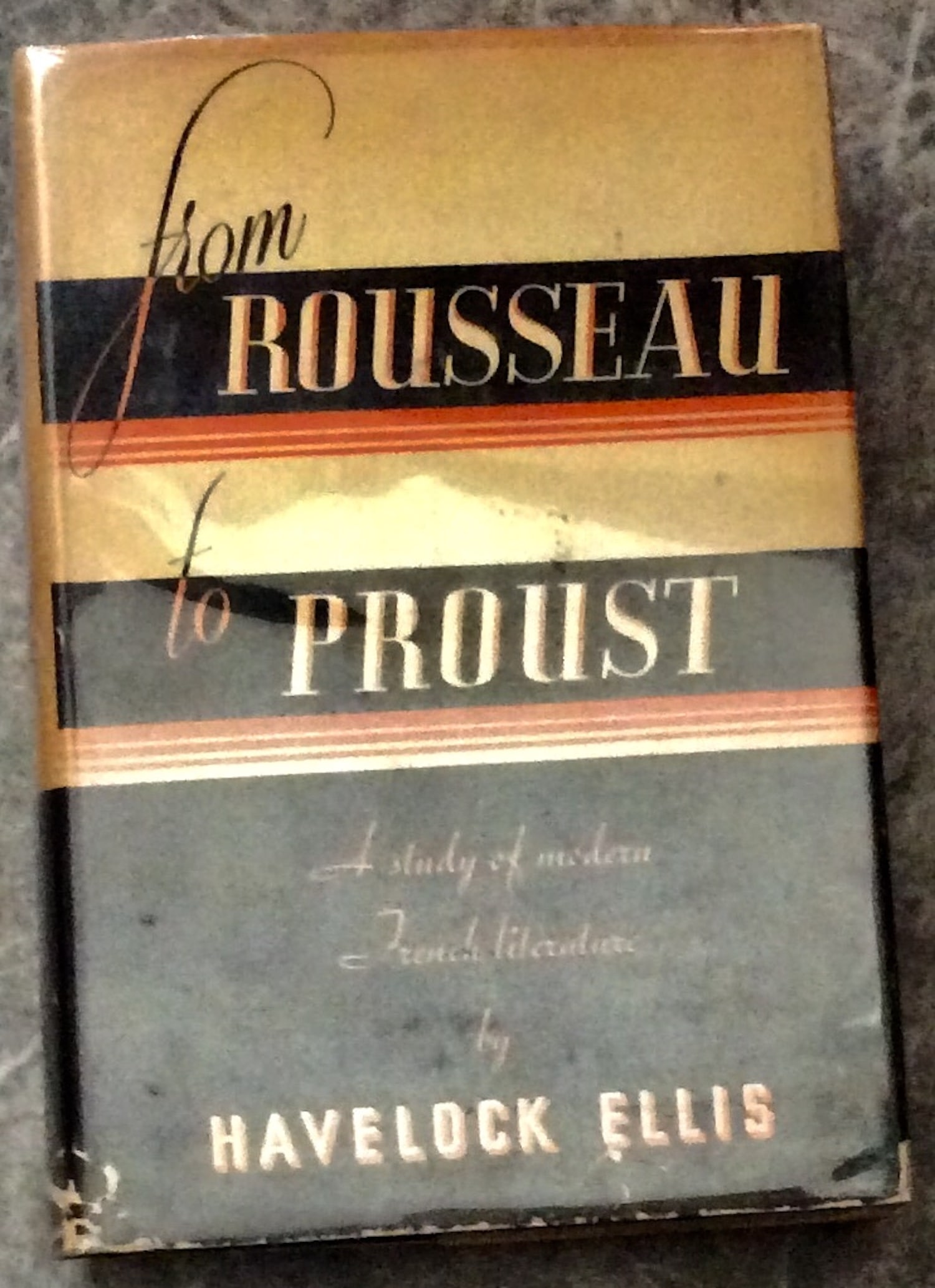 1935 Hardcover Have Lock Ellis Study French Literature Study 1st Edition 1st Printing In DJ: 1935 Hardcover Have Lock Ellis Study French Literature Study 1st Edition 1st Printing In Dust Jacket. "From Rousseau to Proust" by Havelock Ellis. ORIGINAL HARDCOVER 1935 Houghton, Mifflin 1st Edition