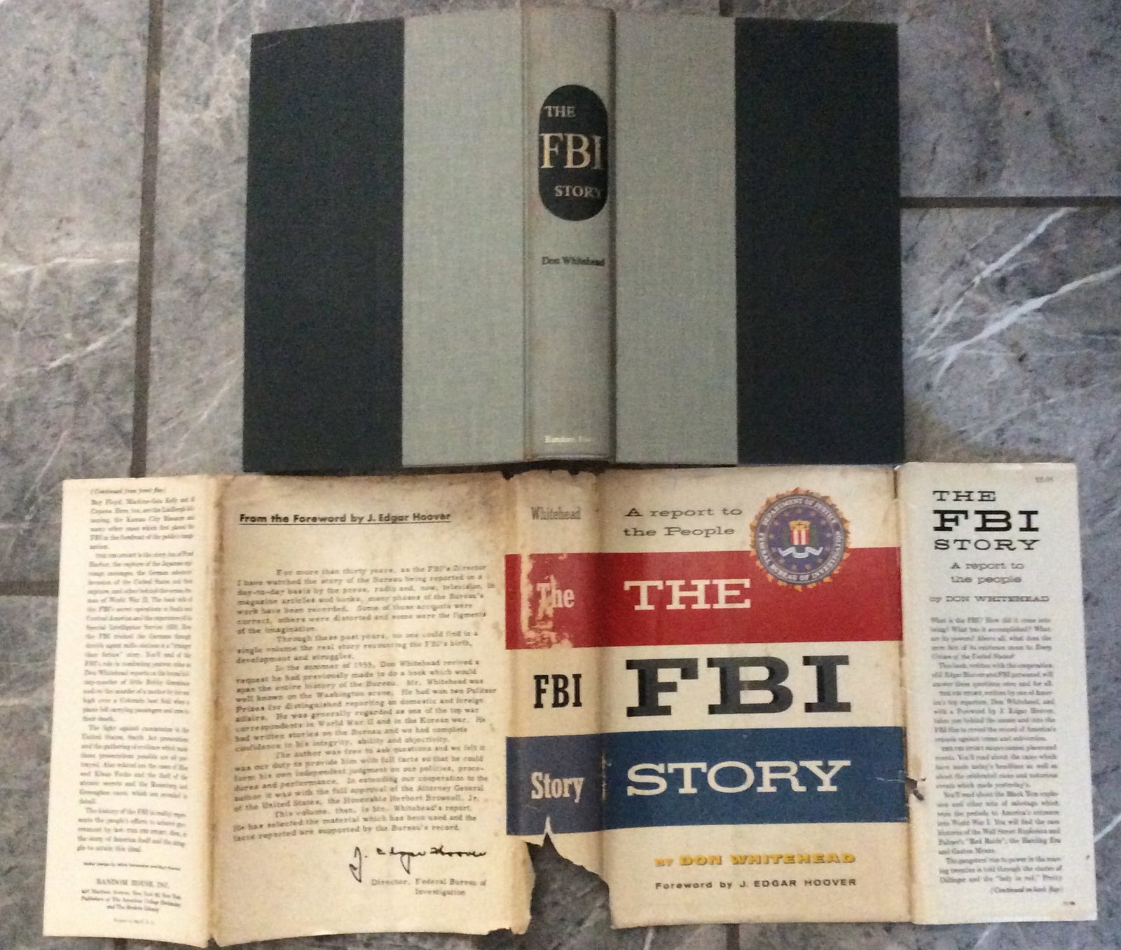 "The FBI Story: A Report to the People" By Don Whitehead Signed Book 1956 Hardcover History Of The: 1956 Hardcover History Of The FBI In Dust Jacket. "The FBI Story: A Report to the People" By Don Whitehead. HARDCOVER 1956 Random House Publishing 1st Edition, stated 7th Printing w/ "Seventh Printing