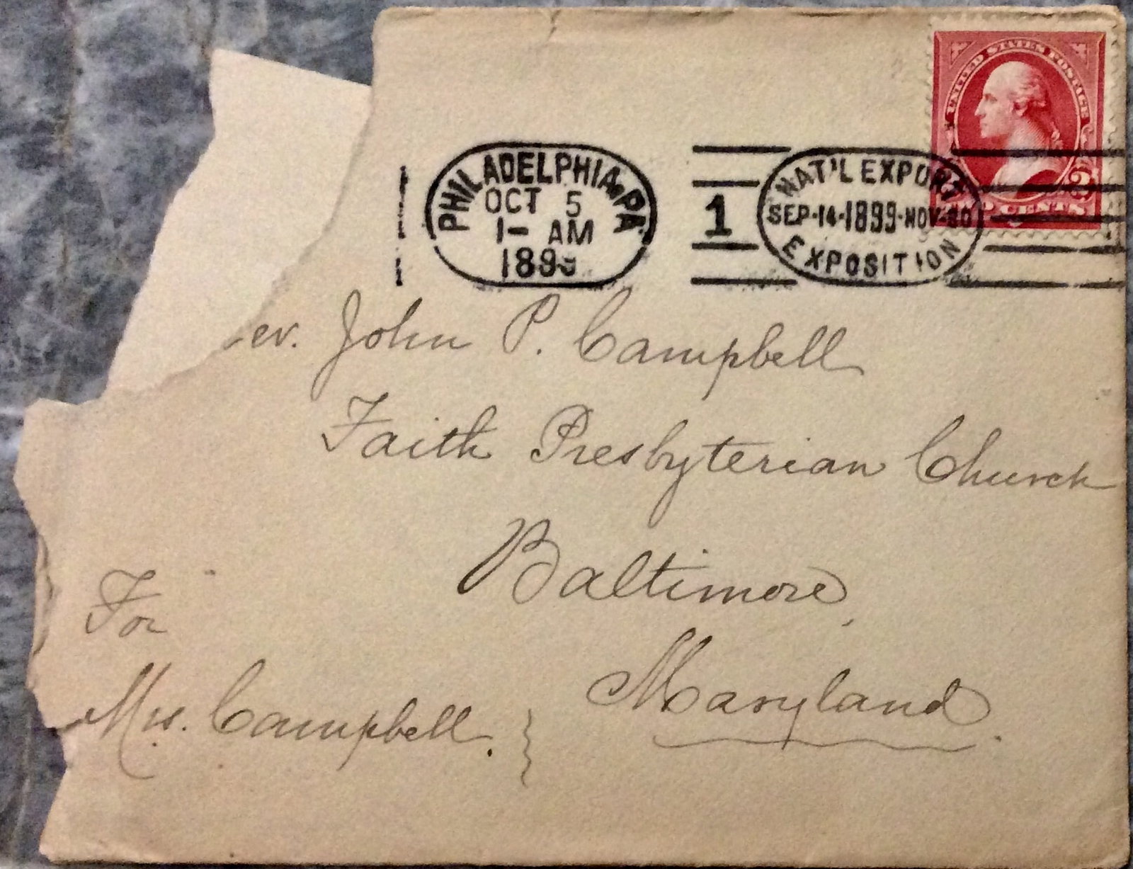 ANTIQUE 1899 Envelope With Red 2 Cent Washington Stamp & Postmark National Export (1 of 3)