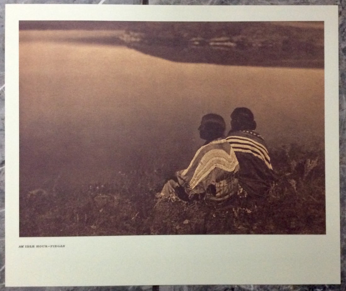 "AN IDLE HOUR-PIEGAN" Edward Curtis 2006 Sepia Tone American Indian Photo: Sepia Tone North American Indian Photo Of Western Indian Life By Famed 19th Century American Photographer Edward S. Curtis. Copyright 2006 by Tess Press/BBS Publishing. Suitable for framing, each phot
