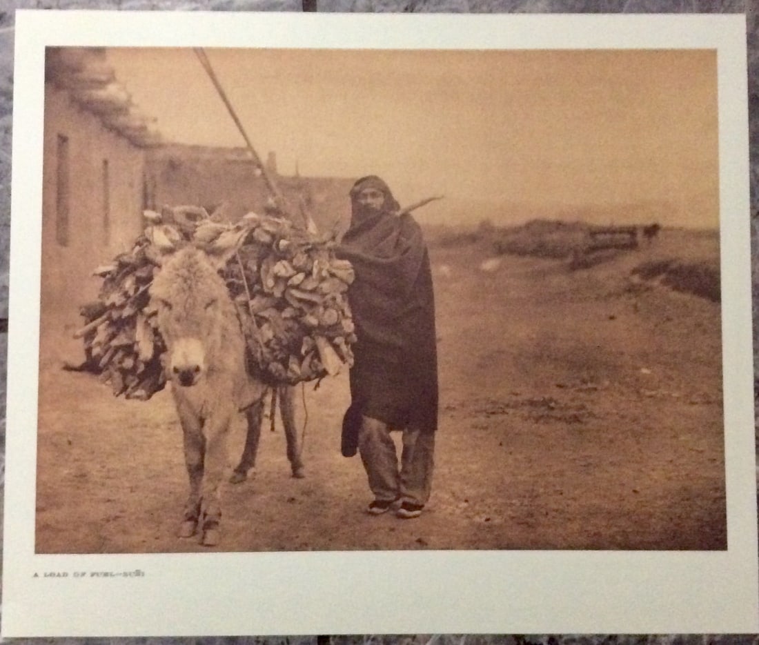 "A LOAD OF FIREWOOD-ZUNI" Edward Curtis 2006 Sepia Tone American Indian Photo (1 of 2)
