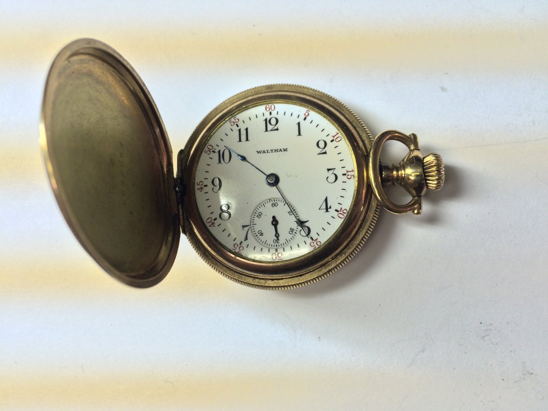 sterling silver gold tone pocket watch with front and (1 of 3)