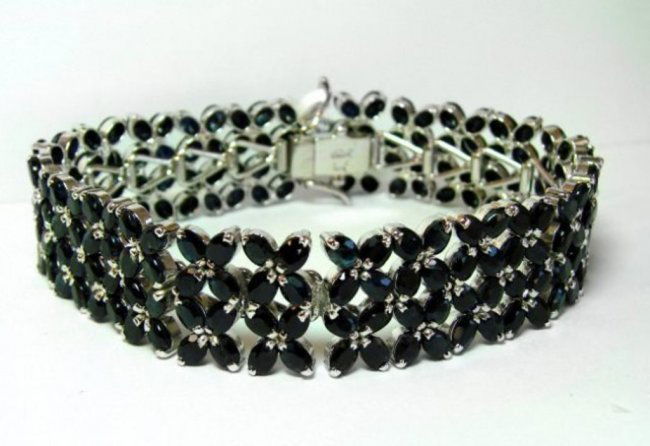 Natural Sapphire Bracelet 27.05Ct 18k W/g Overlay (1 of 3)