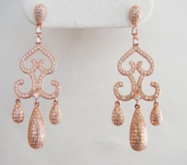 Creation Diamond Earrings 2.00 18CT 18K R/G Overlay (1 of 2)