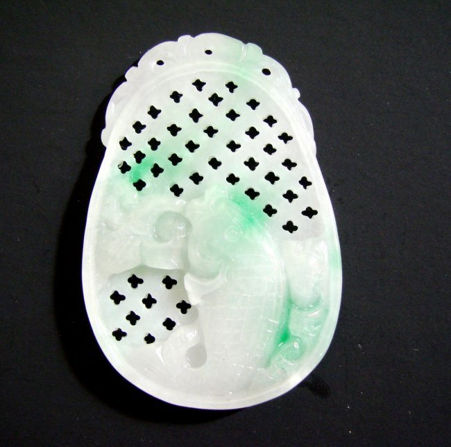 Natural Jade Carved Ruyi & Fish Pendant Grade A/15.91g (1 of 4)