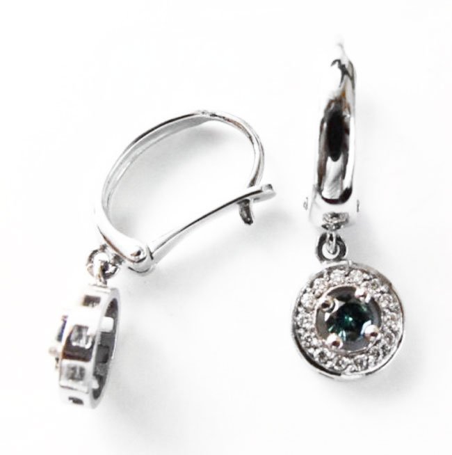 Blue- White Dia: Earrings Dangle 1.16 Ct 14k W/g (1 of 3)