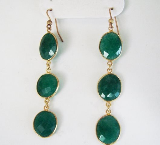 Emerald Earrings Dangle 20.44Ct 18k Y/g Overlay (1 of 3)