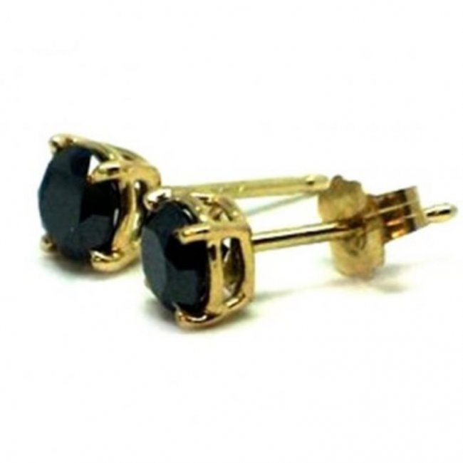 Black Diamond Stud Earrings 1.42Ct 14k Y/g (1 of 2)
