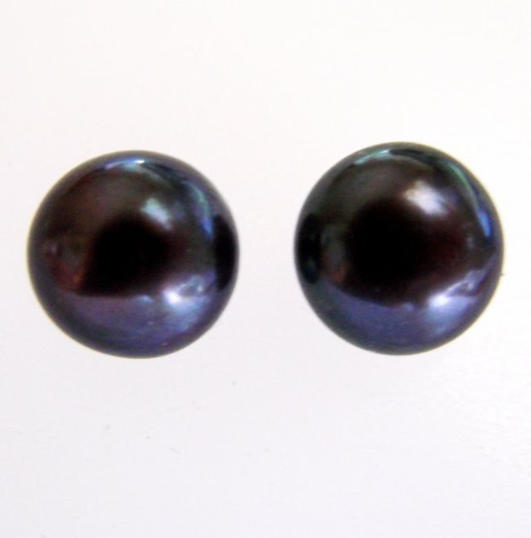 10 mm Stud Earrings Grey Cultured Pearl Grade: AA (1 of 1)