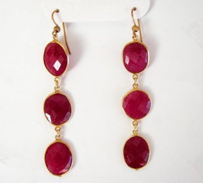 Ruby Earrings Dangle 21.55Ct 18k Y/g Overlay (1 of 4)
