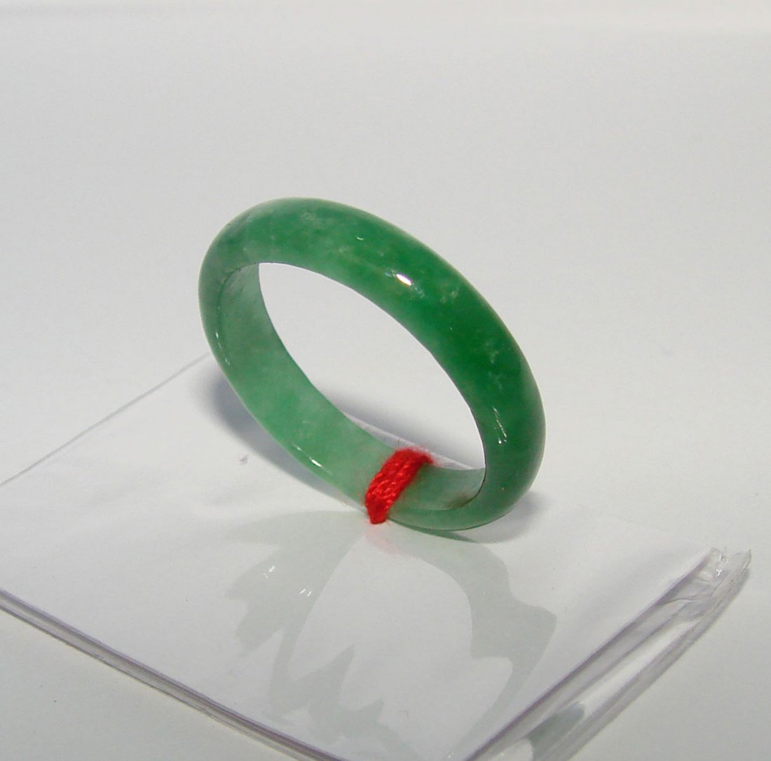Natural Chinese Jadeite Jade Ring Size: 7. 3/4width (1 of 3)