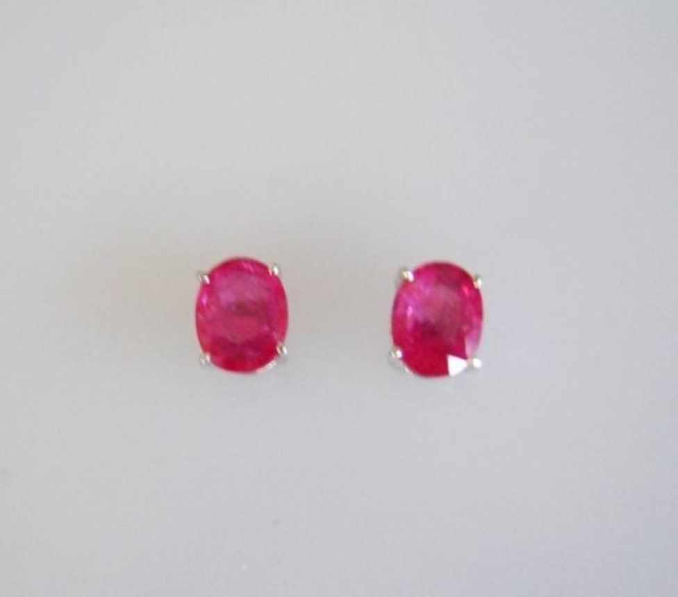 Ruby Stud Earrings 3.80Ct 18k W/g Overlay (1 of 3)