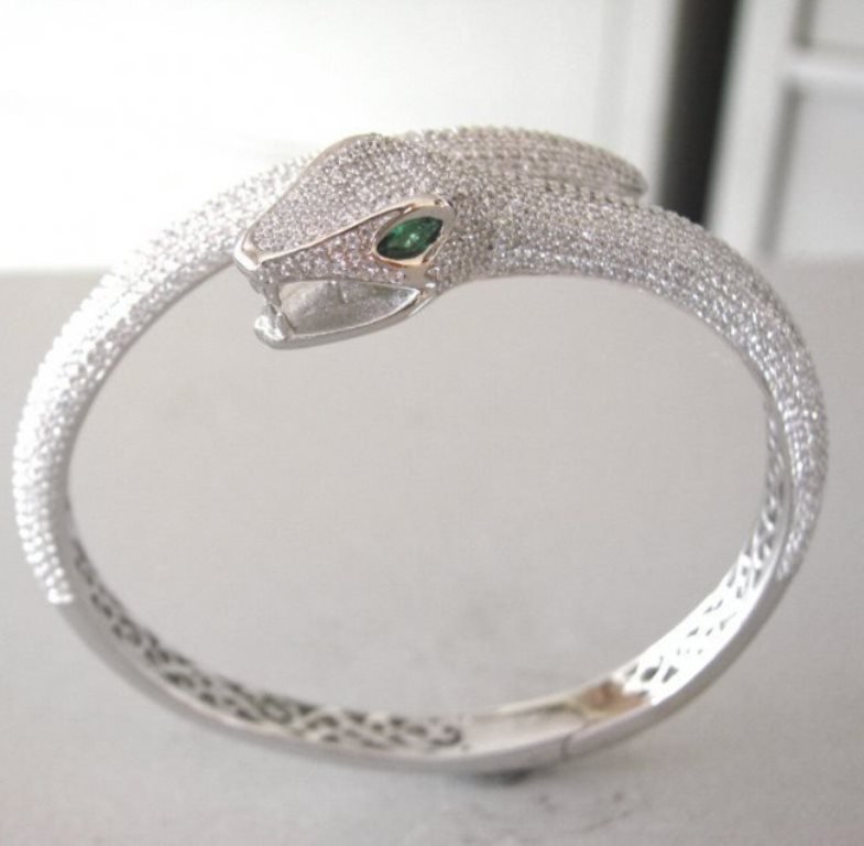 Creation Diamond Snake Bangle 5.77Ct 18k W/g Overaly (1 of 6)