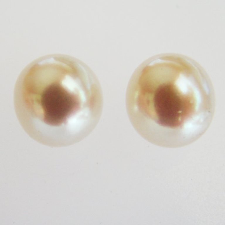 10 mm Stud Earrings Peach Cultured Pearl Grade: AA (1 of 1)