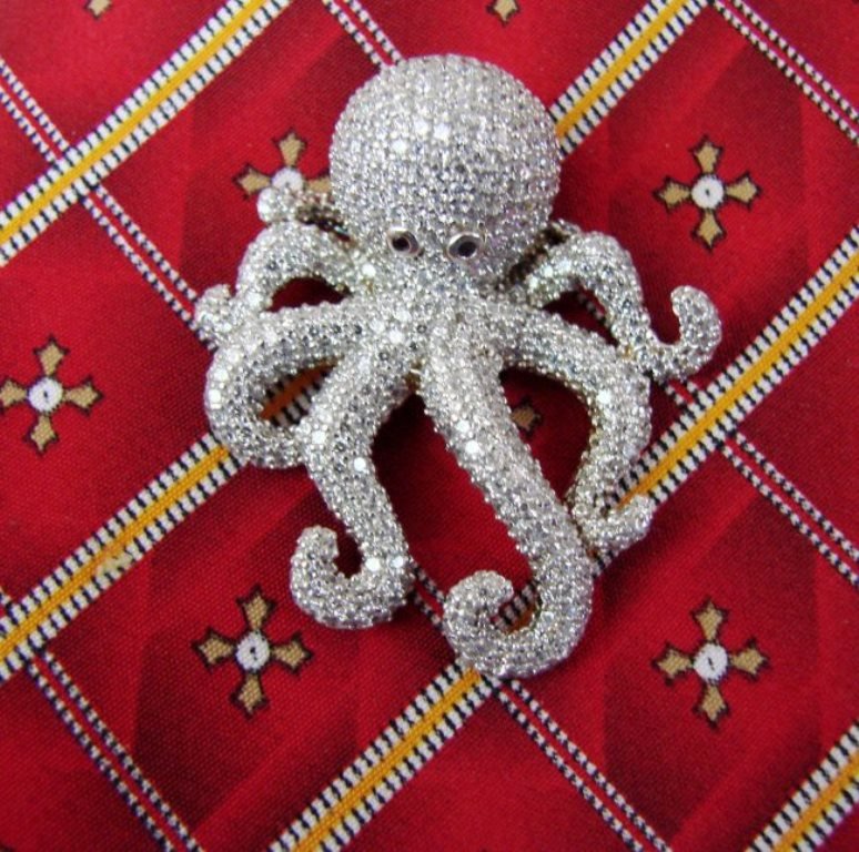 Creation Diamond Octopus Tie Pin 4.56Ct 18k W/g Overlay (1 of 4)