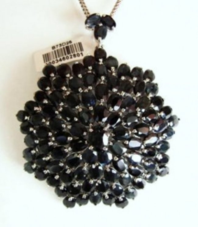 Natural Dark Sapphire Pendant/Brooch 43.52Ct 18k W/g (1 of 4)