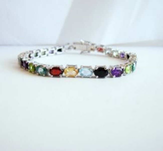 Bracelet Multicolor Stones 25.23Ct 18k W/g Overlay (1 of 7)