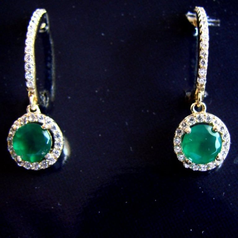 Creation Diamond-Emerald Earring 1.95Ct 18k Y/g Overlay (1 of 2)