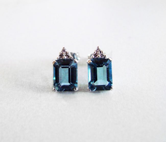 London Topaz Diamond Stud Earrings 3.50Ct 14k W/g (1 of 3)