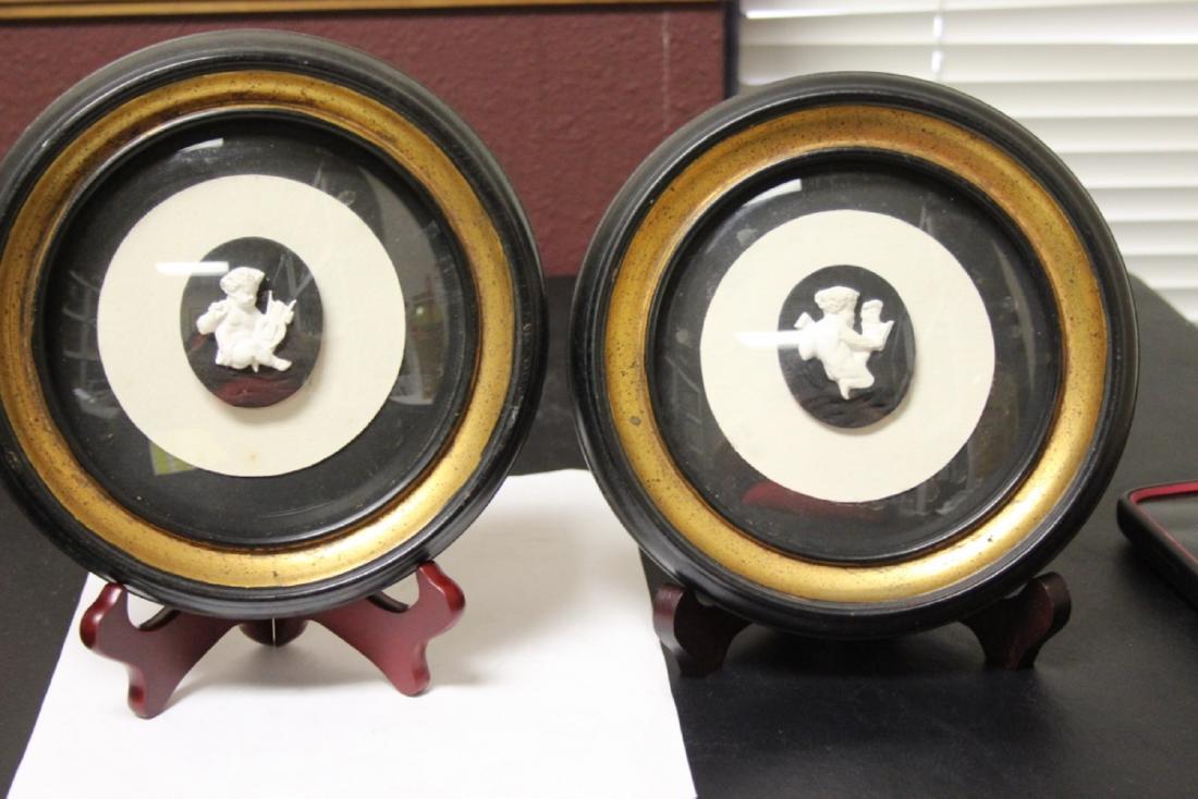 A Vintage Shadow Box Art Work: pair - 7 1/2" in diameter