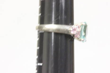 A Sterling and Gem Stone or Cz Ring: marked 925