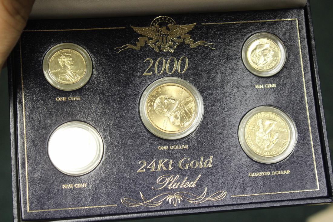 A 2000 24Kt Gold Plated Coin Set: as shown