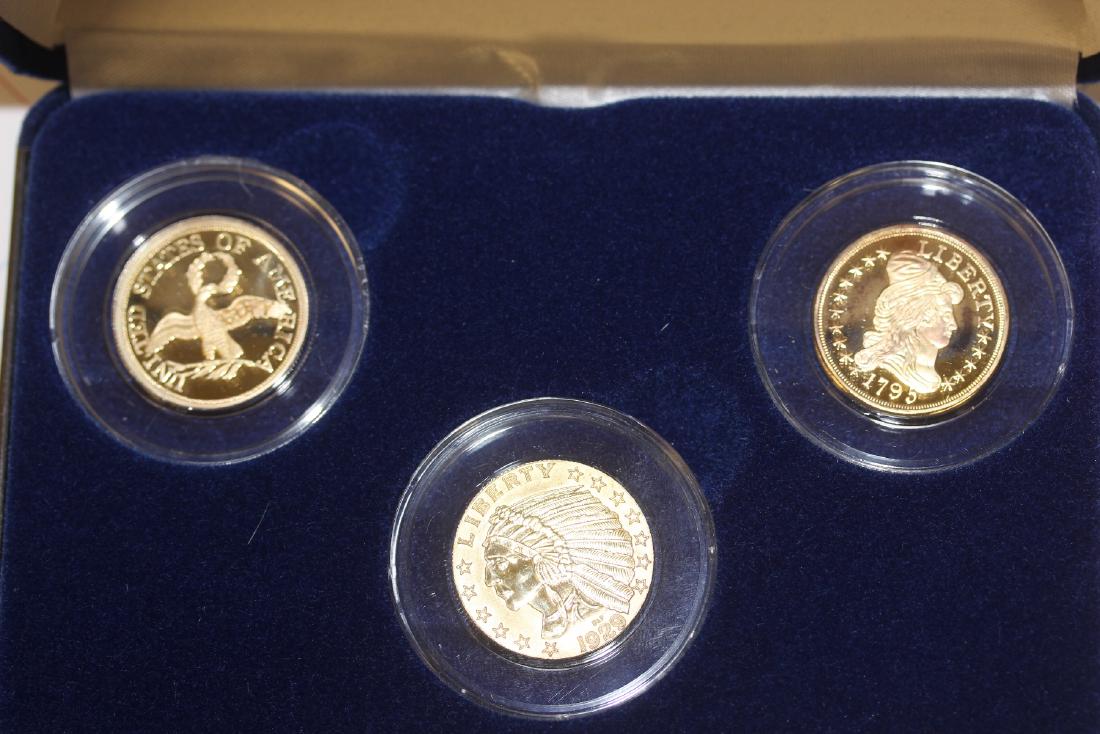 A Set of 3 Pure Silver Set: National Collector's Mint - Plated from 24Kt gold