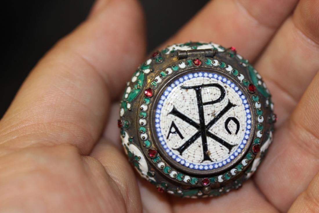 A Rare, most likely Russian Enamel on Silver Box: A little over 1 1/2" in diameter - this box is old