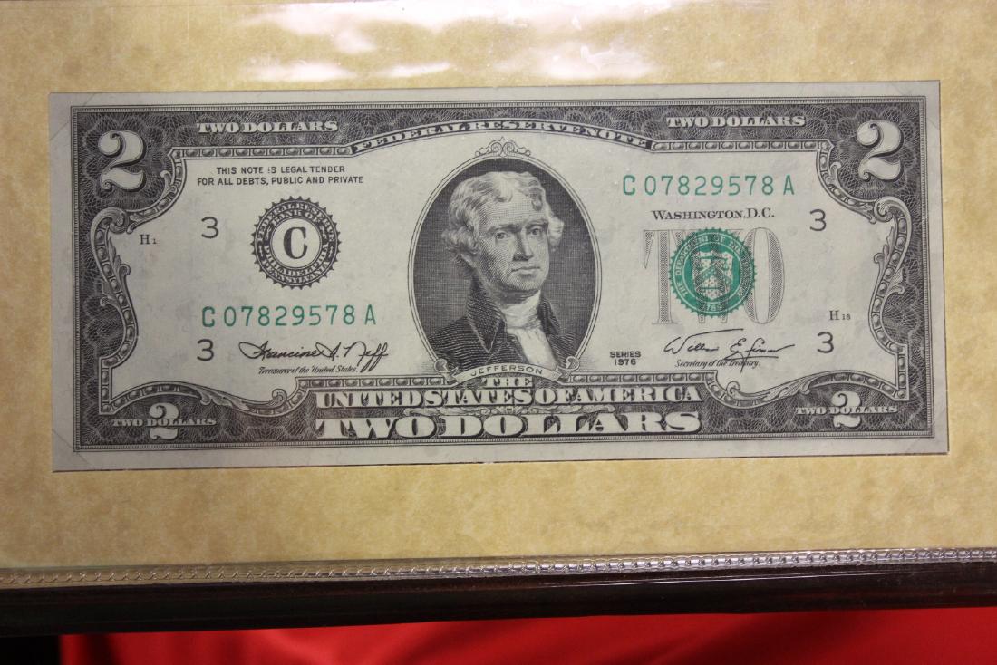 The US of America's Two Dollar Bicentennial Bill: as shown
