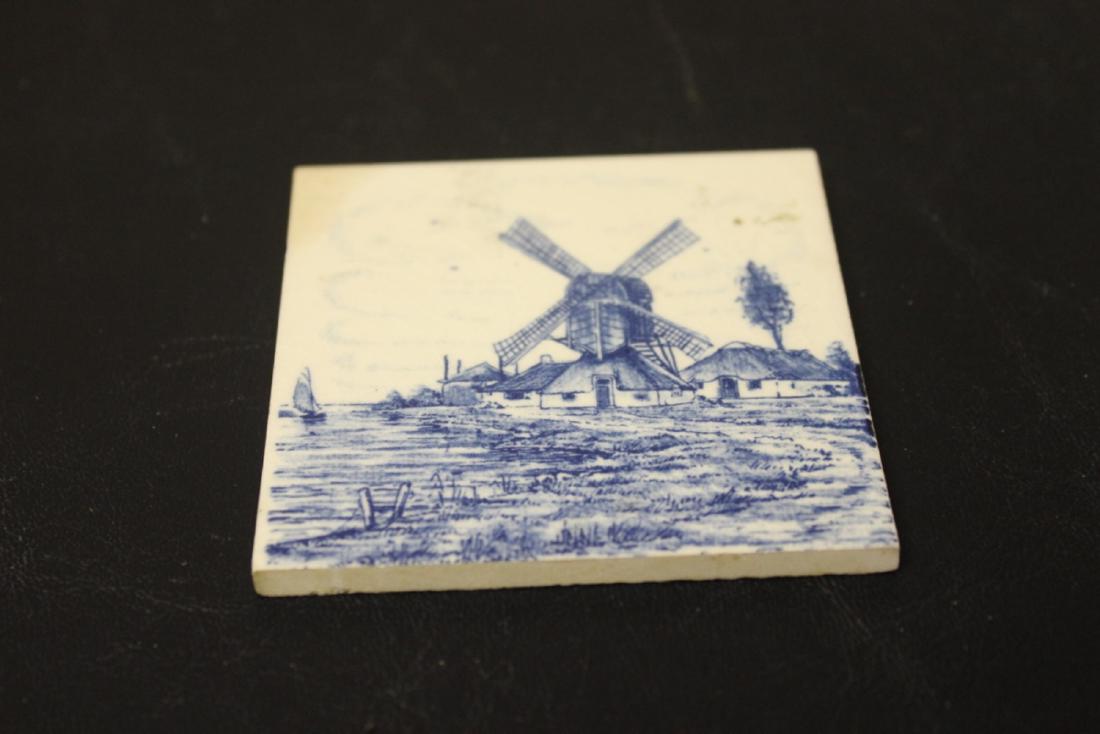 A Delft Miniature Blue and White Tile: 3" x 3"