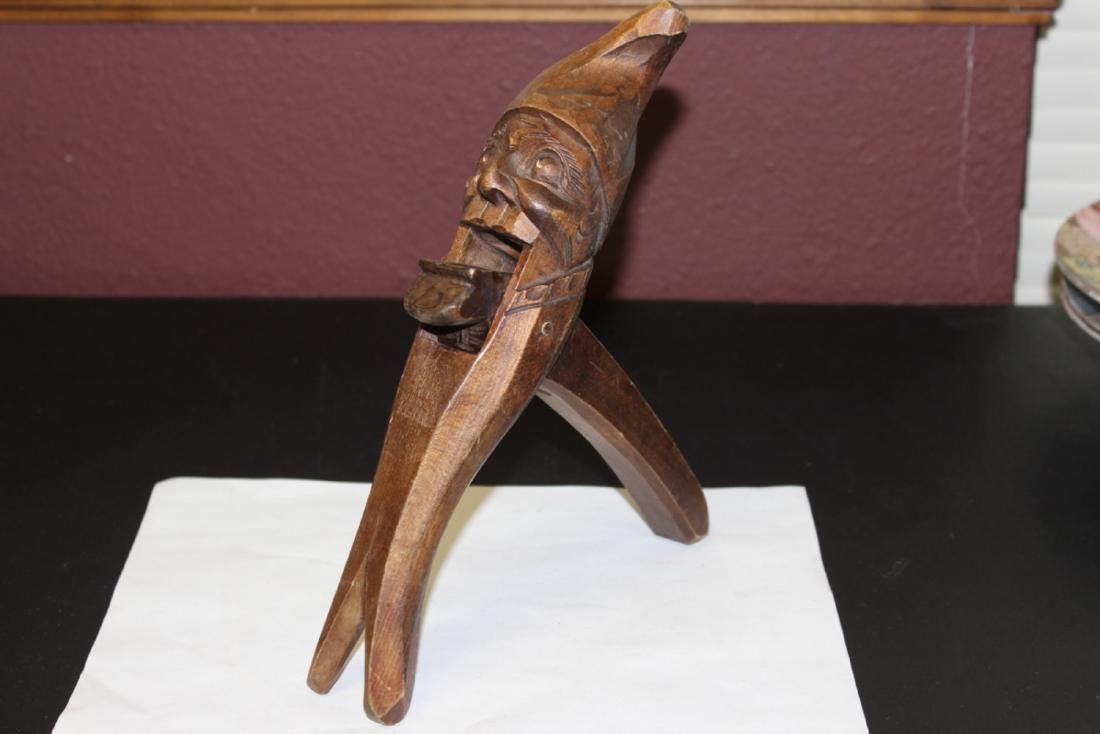 A Vintage Wooden Hand Nut Cracker: 10 5/8 inches long