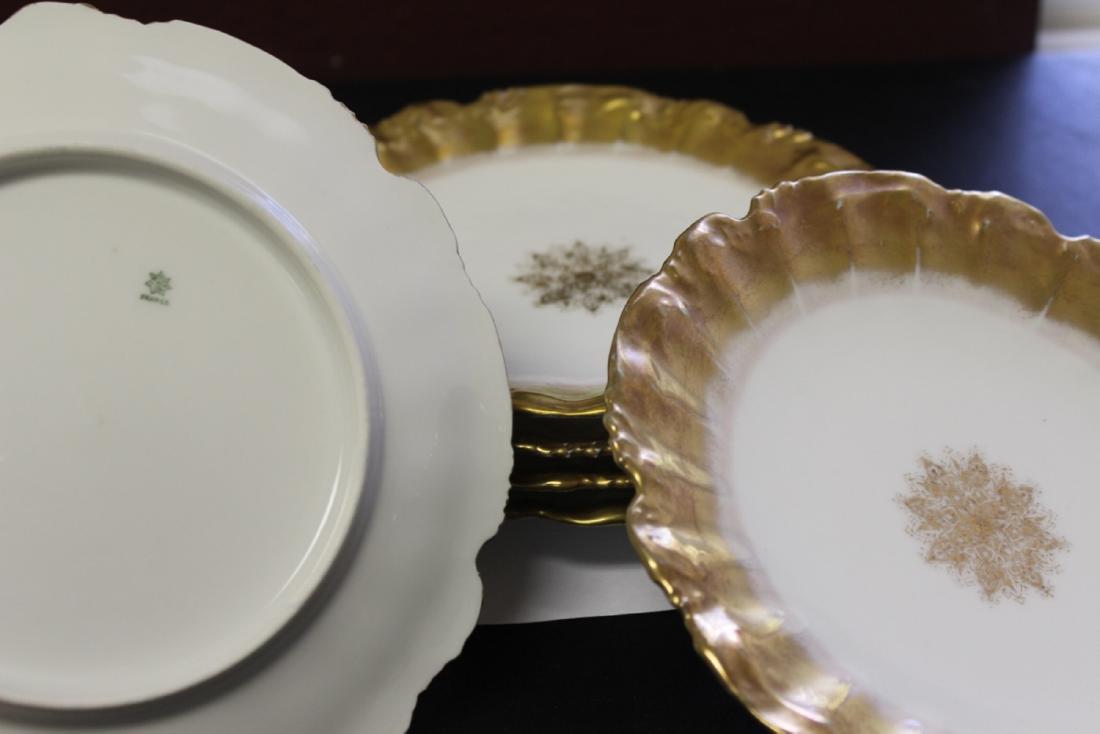 Set of 6 Limoge's Ruffled Edged 24Kt Gold Gilt Salad: 7 3/4 inches in diameter