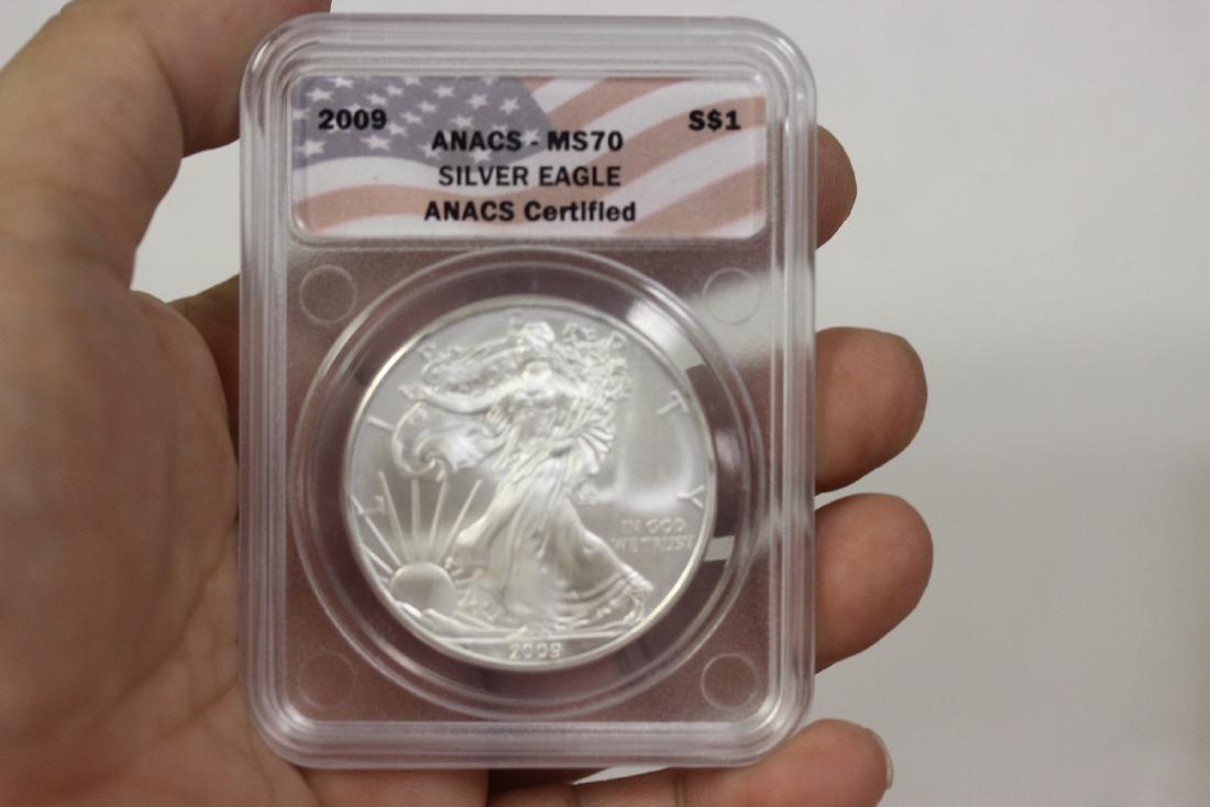 2009 Anacs Silver Eagle $1.00: MS70 - One ounce fine silver - graded