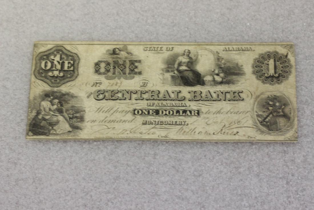 An 1861 One Dollar Note: Central Bank of Alabama