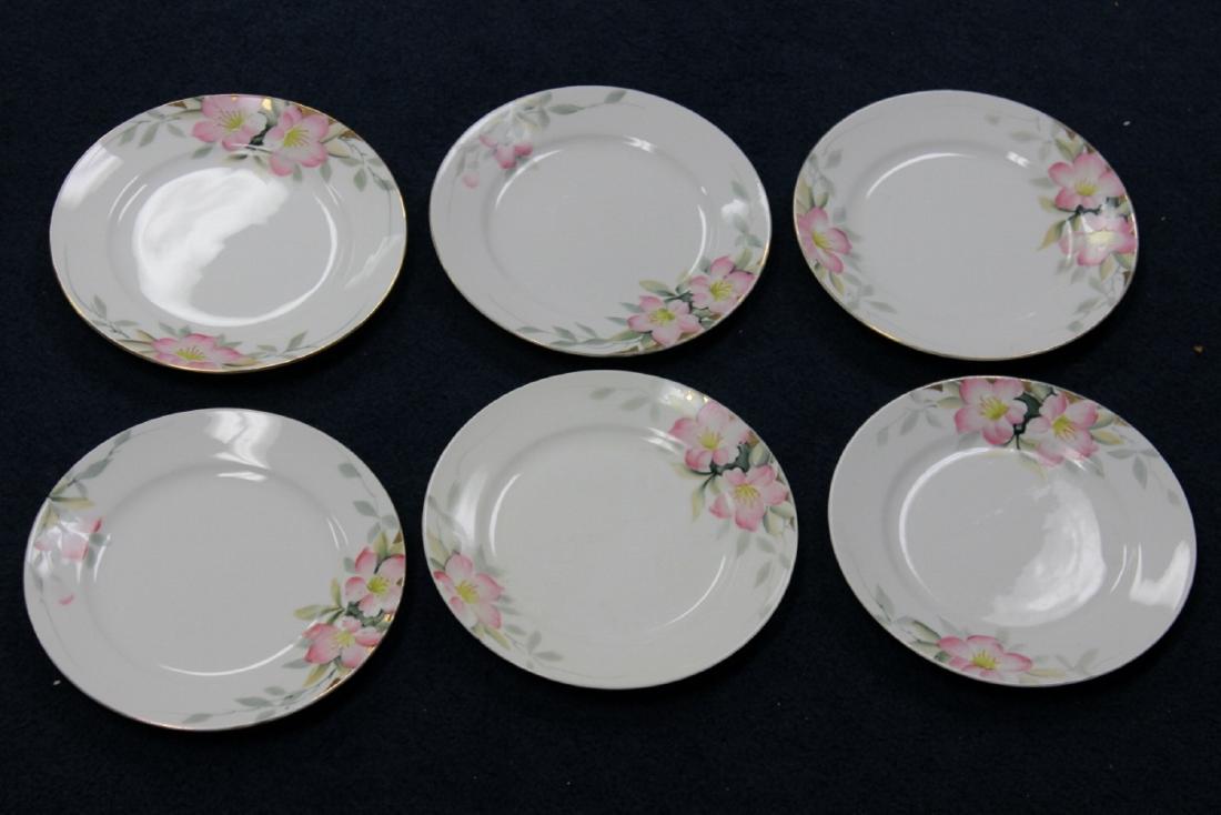 Lot of 6 Noritake Azalea PatternSalad Plates: 7 1/2 inches in diameter - 5 green and 1 red mark