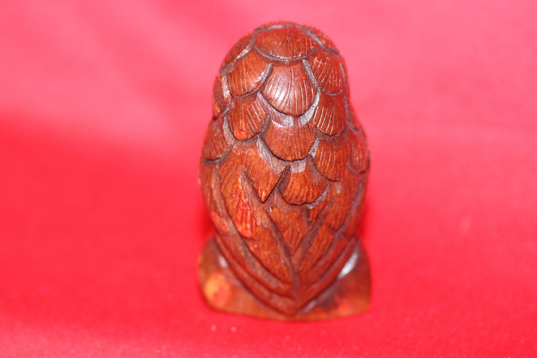 A Wooden Netsuke Owl: 2 5/8" tall
