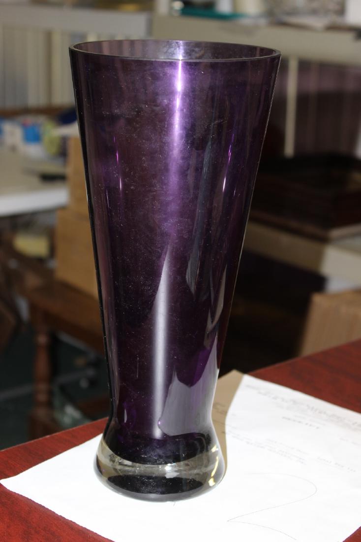 An Amethyst Glass Vase: 11 3/4" tall