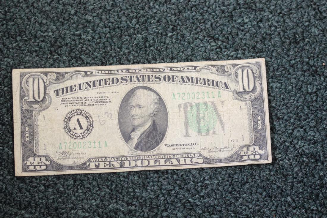 A 1934 Ten Dollar Note: as shown