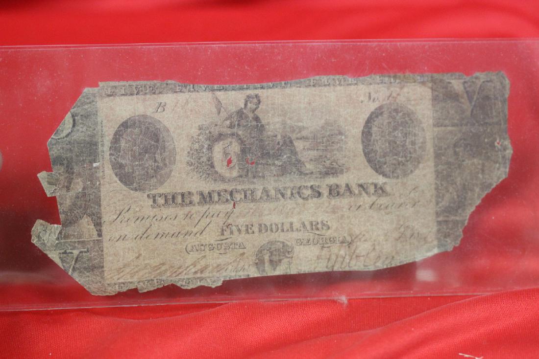 An Obsolete Five Dollar Note - 1850's: From the Mechanics Bank - as found condition