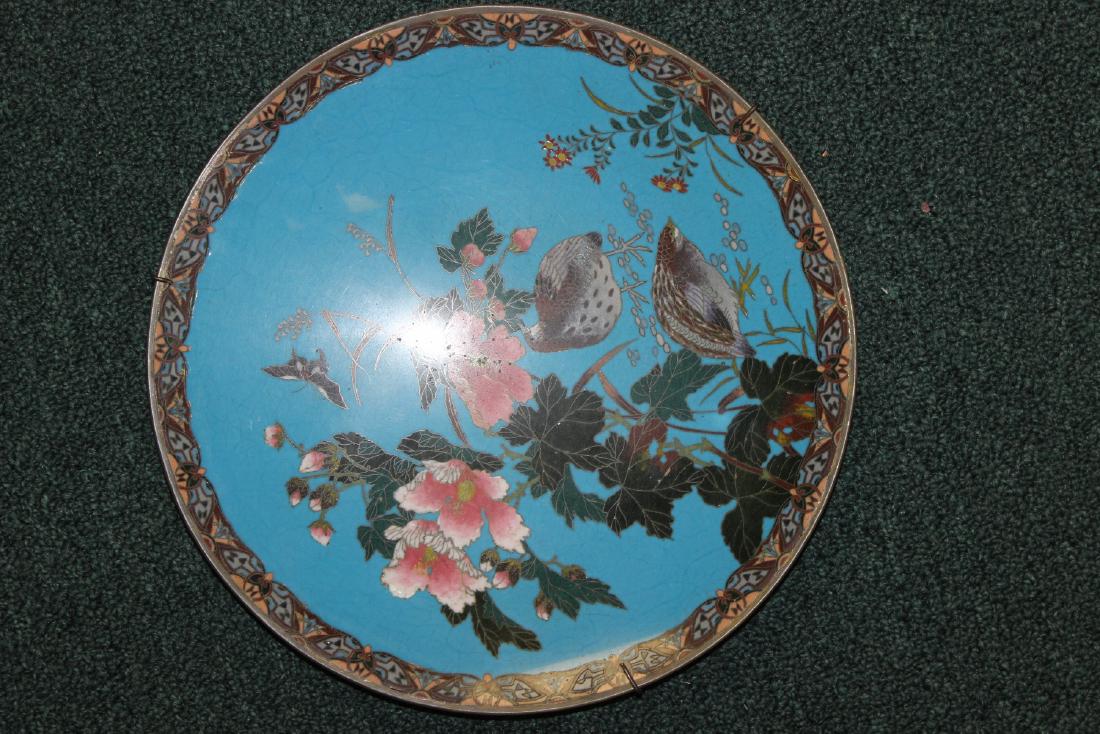 A Japanese Cloisonne Plate or Charger: 19th century Meiji period - 12 inches in diameter