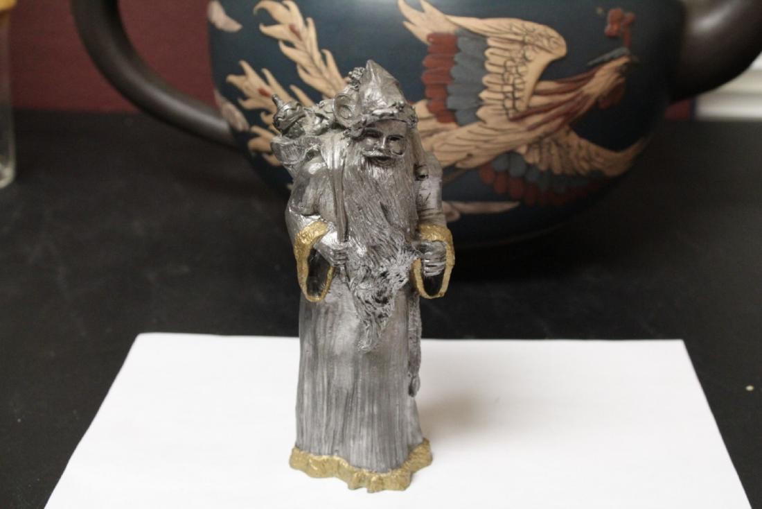 A Michael Ricker Pewter: as found - missing the cane from one hand -7" tall with COA