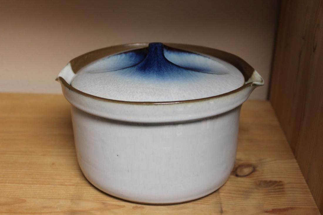 A Peter Pots Casserole - Lidded: Signed Peter Pots on the bottom - 8 inches in diameter