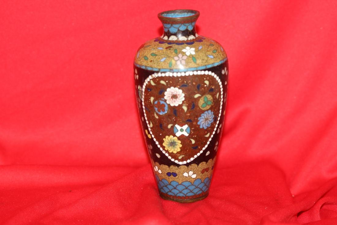 A Japanese Meiji Period Cloisonne Vase: Please note= blemishes as shown - 5 3/4" tall