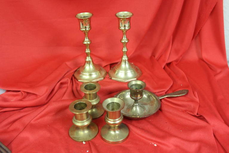 Lot of 6 Brass Candle Sticks Mar 02, 2019 Lakeland Antique Bazaar in FL